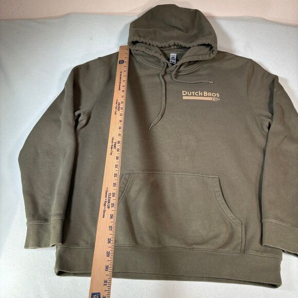 Dutch Bros "The Dutch Creed" Pullover Hoodie Olive Green Mens Large Coffee - Picture 9 of 9